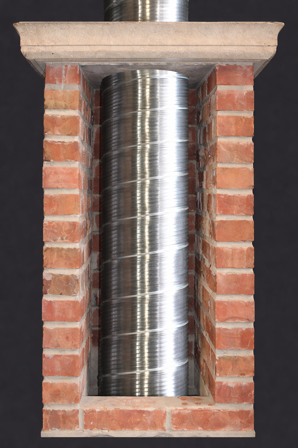 chimney interior with stainless steel liner