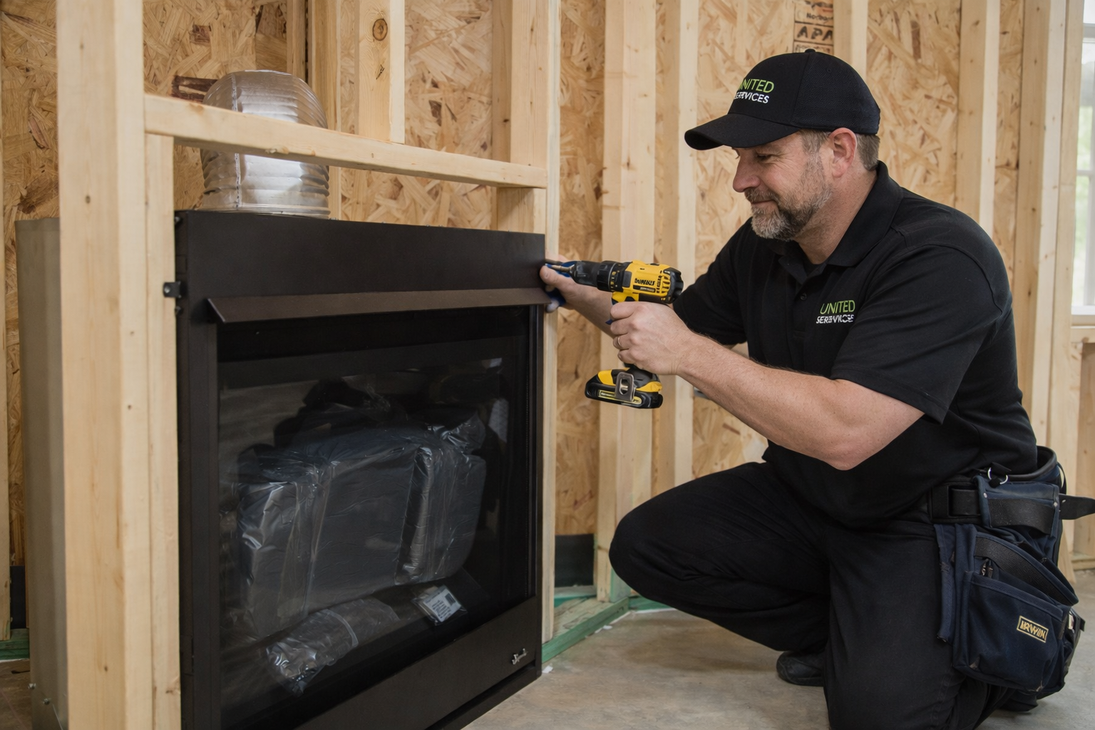 installing a gas fireplace during construction
